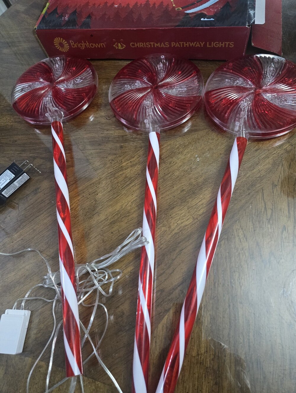 Brighton Red & White Candy Cane Pathway Lights - Set of 3